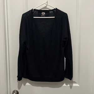 L.e.i See Through Scoop Neck Navy Blue Long Sleeve T-Shirt Women’s Size XXL